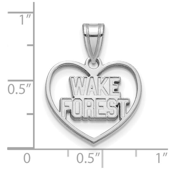 Sterling Silver Wake Forest U. Logo Heart Pendant - Picture 4 of 5